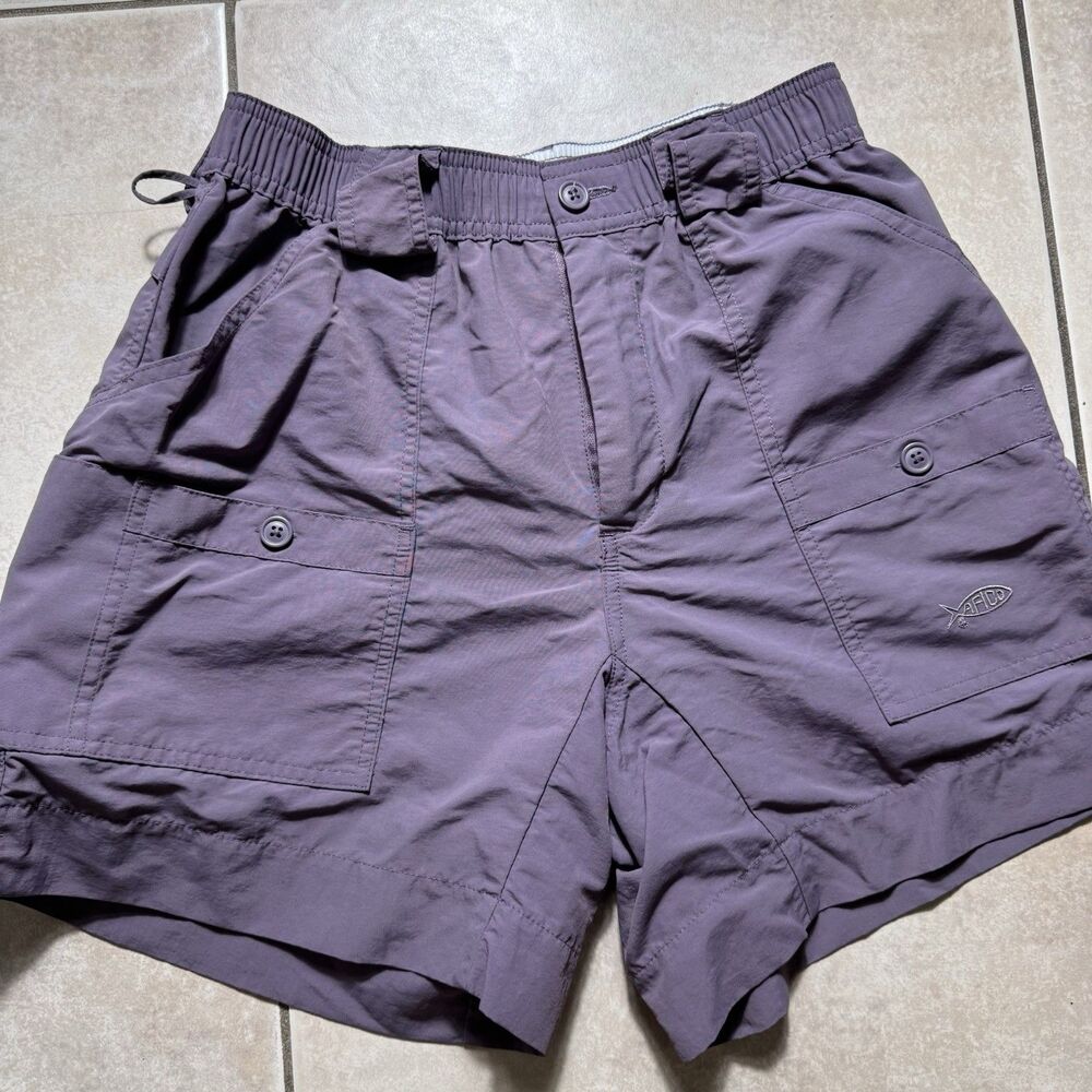 AFTCO M01 Original Fishing Shorts Mens 30 Purple Nylon 7-Pocket Pliers Pocket